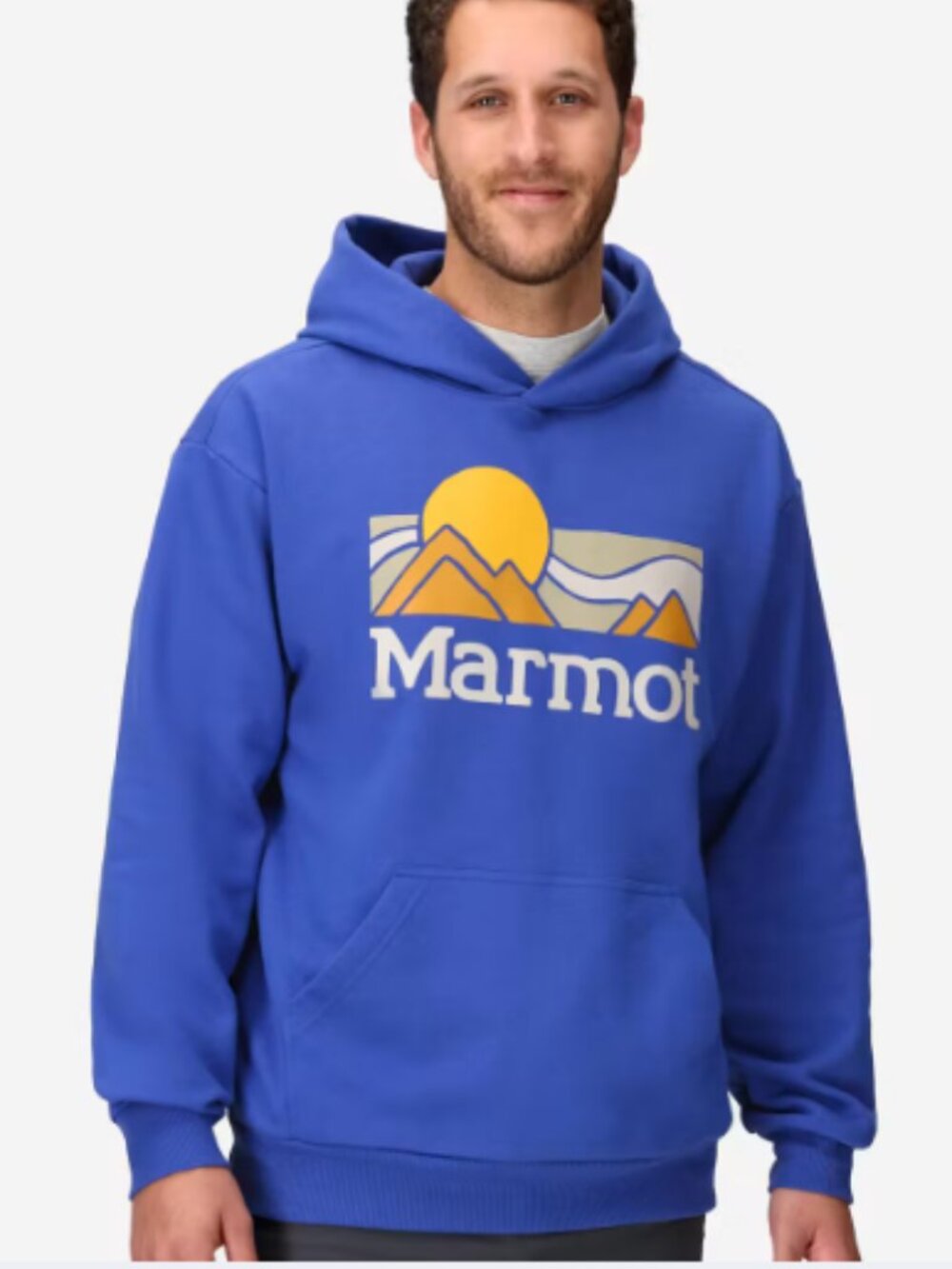 Marmot Mens' Medium Coastal Hoodie Oxide Blue NWT Cotton Fleece Blend Cozy